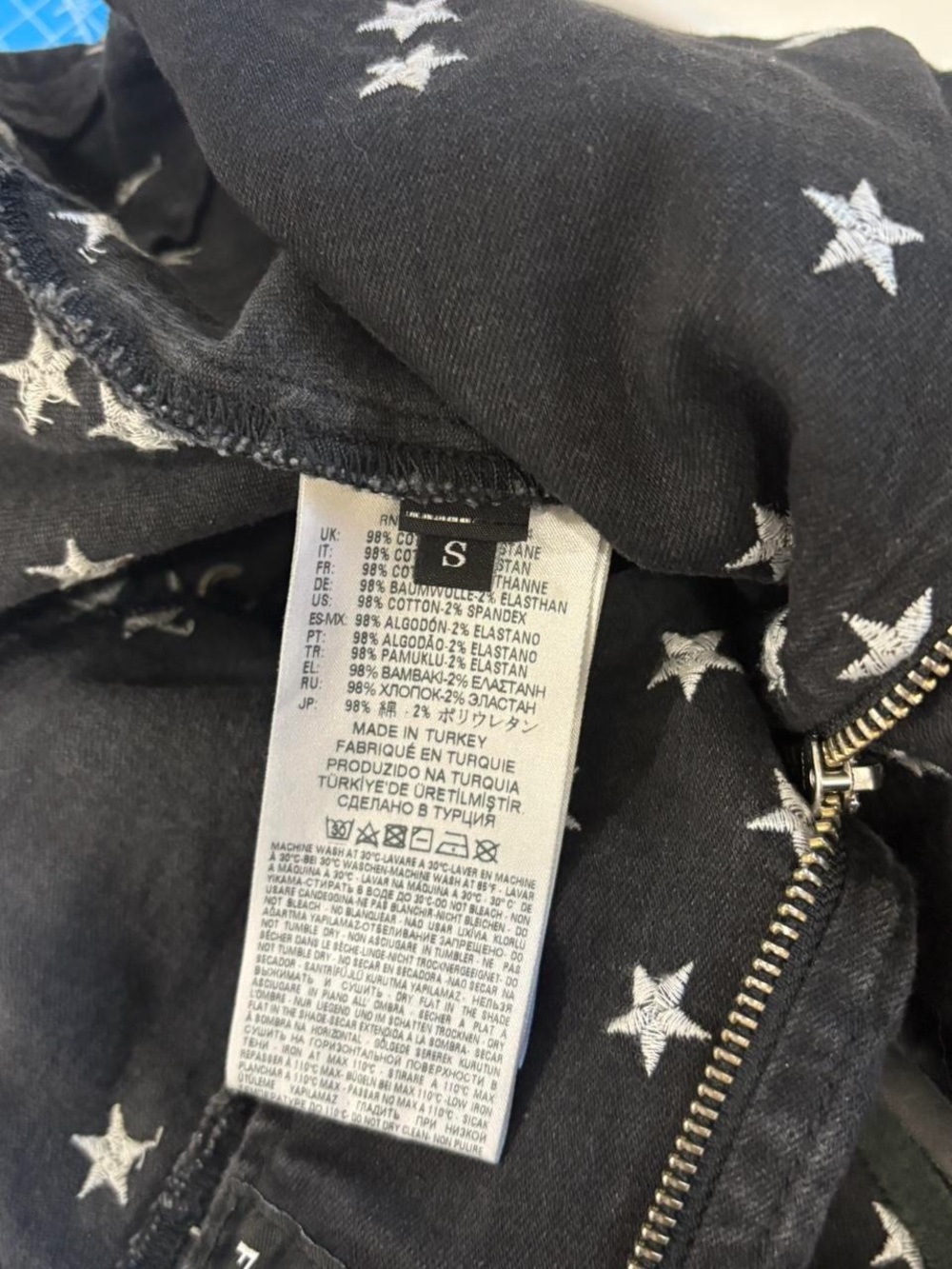 Black Star-Print denim Dress with Asymmetric Zip - Picture 8 of 8